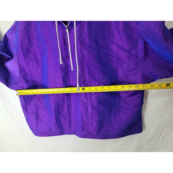 Vintage e.b.g.b. All American Iridescent Purple Windbreaker Pullover Hoodie M - Picture 7 of 7